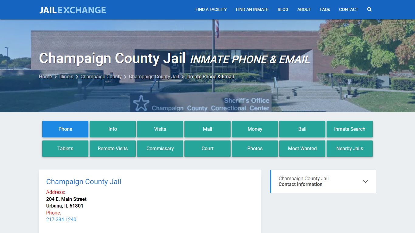 Inmate Phone - Champaign County Jail, IL - Jail Exchange