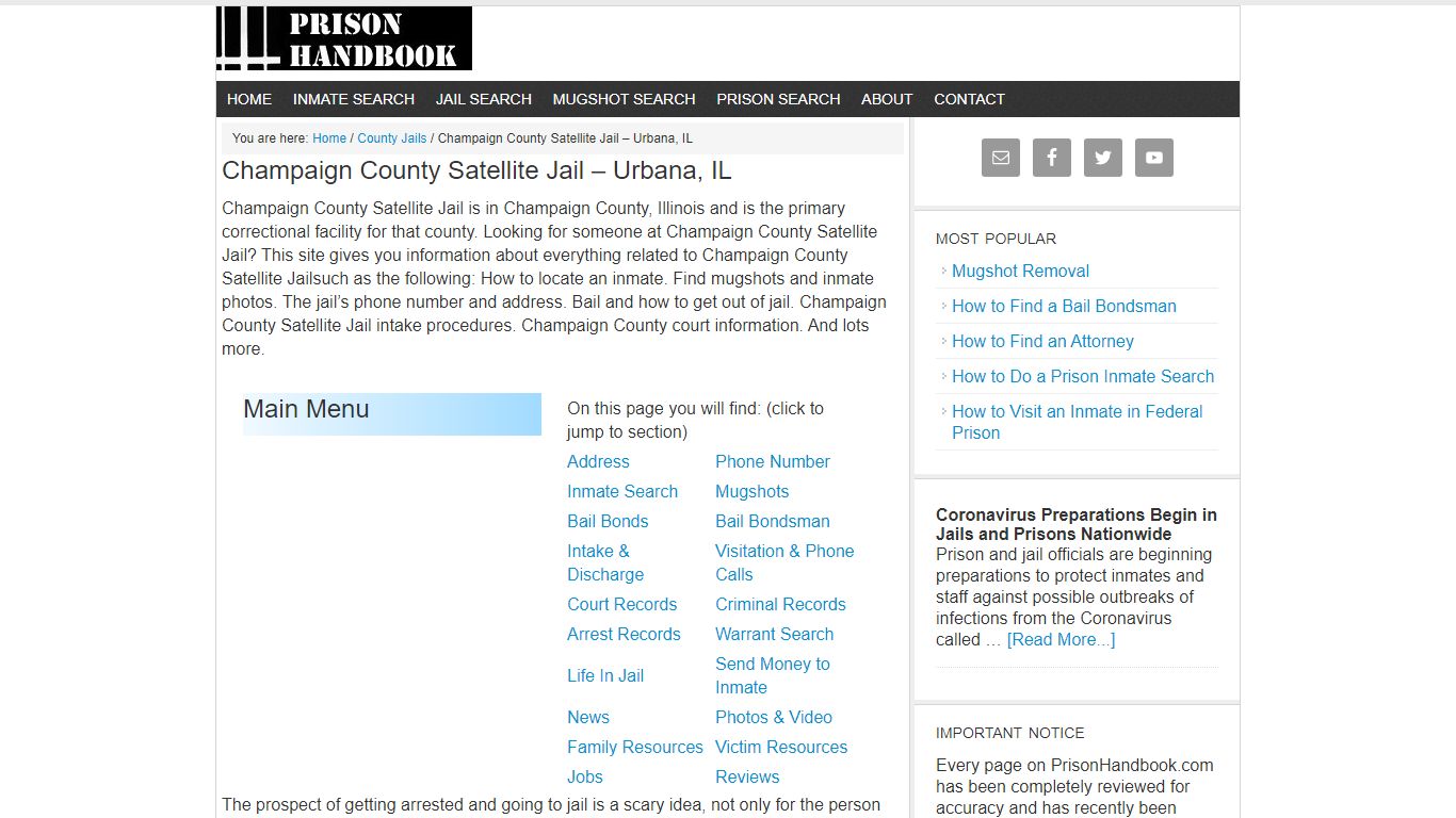 Champaign County Satellite Jail – Urbana, IL - Prison Handbook